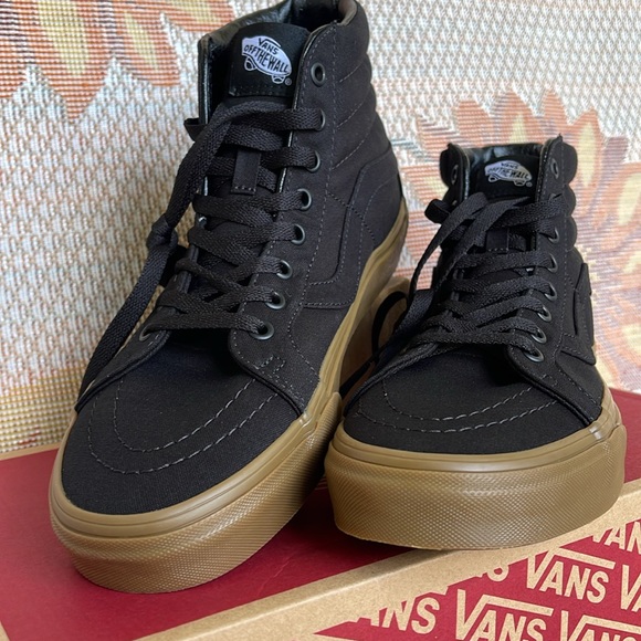 Vans WMNS Unisex Sk8-Mid Reissue Reflective Skate Shoe Canvas Gum Black/Light Gm - Picture 7 of 16